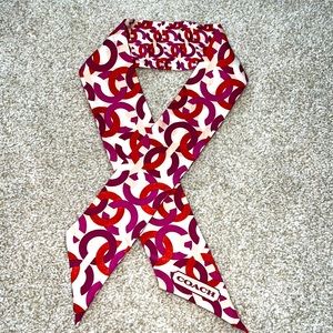 Coach Signature Print Silk Skinny Scarf